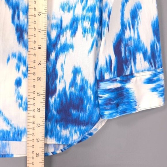 NWT ZARA Printed Poplin Button Up Shirt Blue White Women’s SMALL 3134/153/400 - Picture 7 of 12